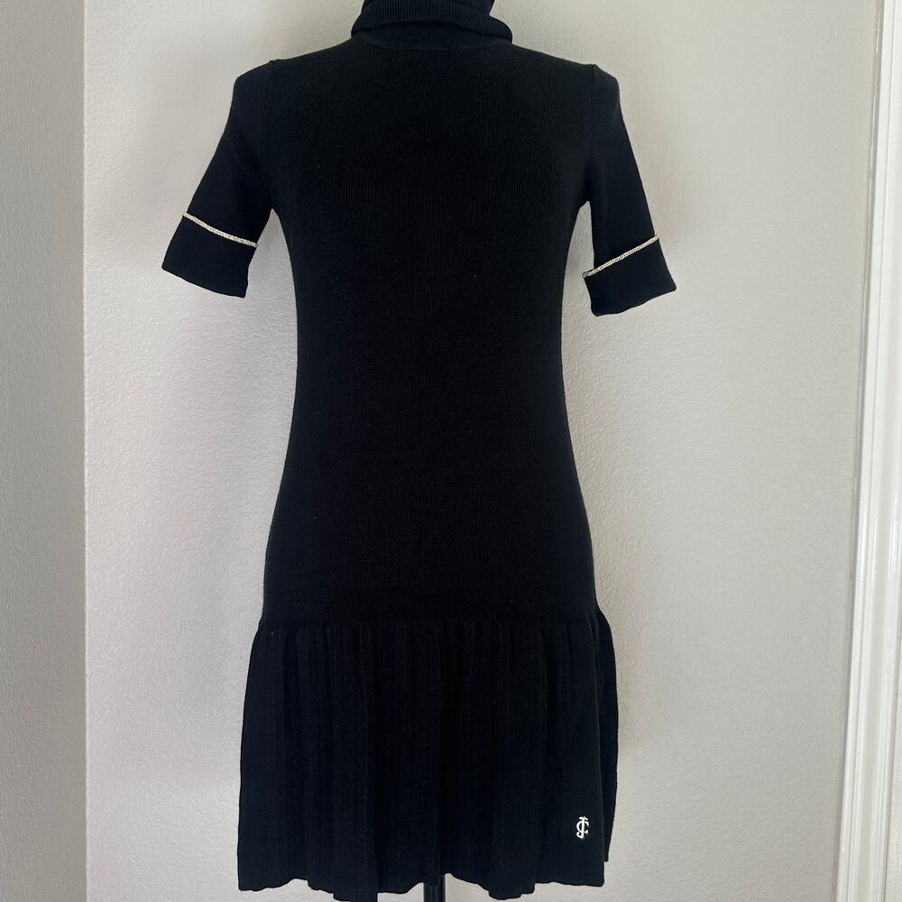 Juicy Couture Black Sweater Dress Gold Trim/Logo, Y2K,‎ Preppy, Academia, Small